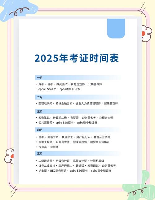 2025年考证时间表新鲜出炉