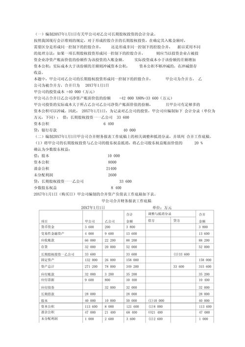 高级财务会计实务题:蠡湖公司用4000万元收购长广溪公司80%股权,有关...