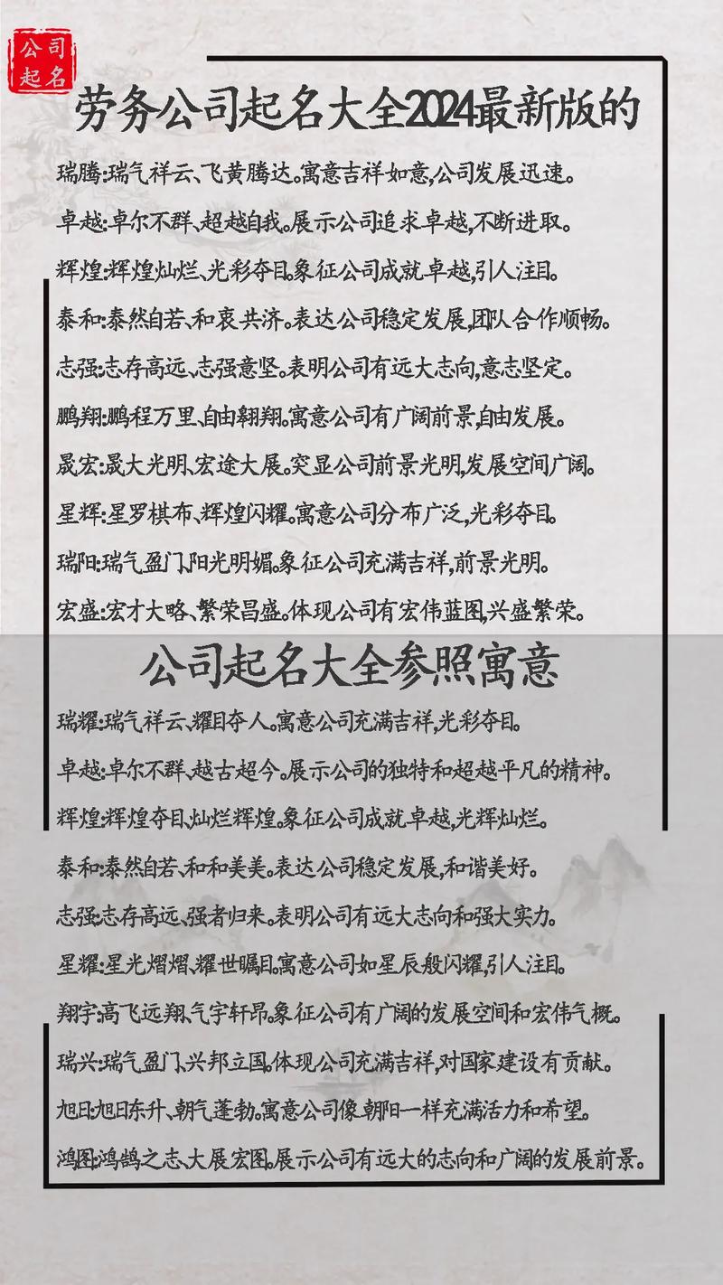 公司名字大全借鉴四个字