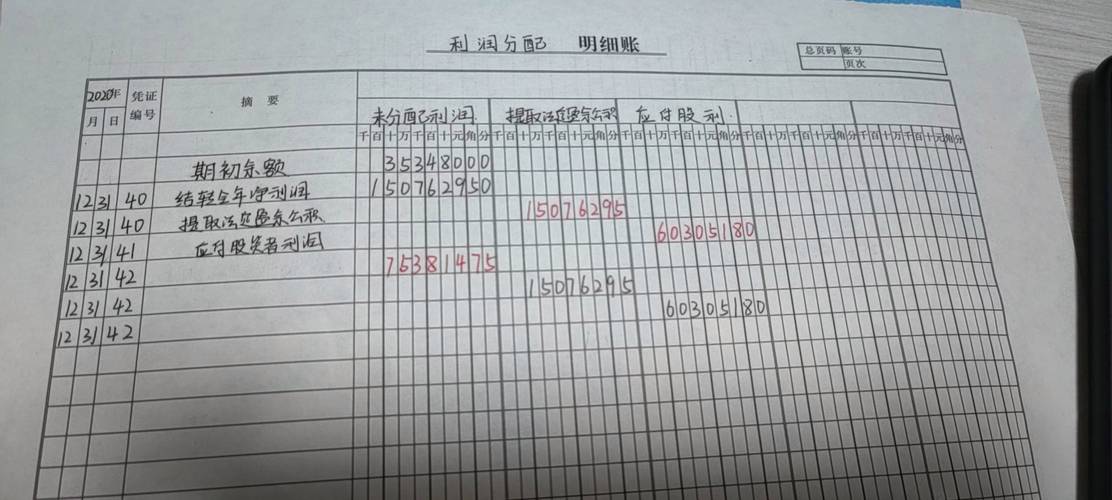利润分配明细科目，利润分配明细科目填列？